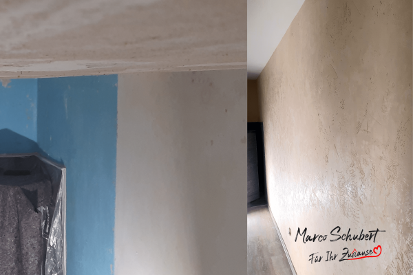 Verspachtelung mit Edelputz auf Lehmbasis