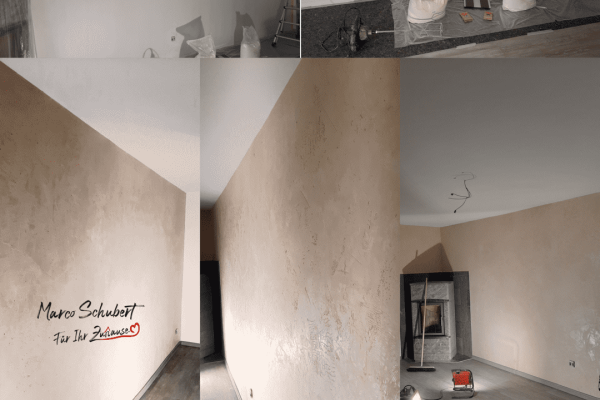 Ökologischer Kalkputz an Wohnzimmerwänden